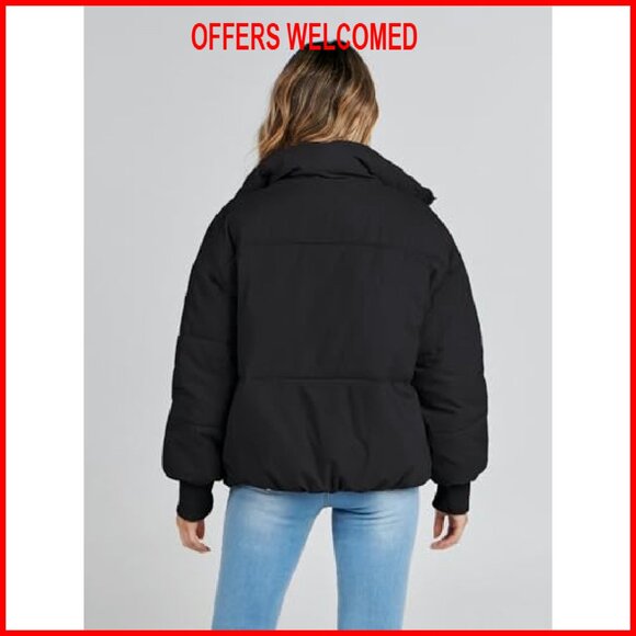 Women's Winter Puffer Jacket Quilted Cropped Oversized Coats - Picture 5 of 8